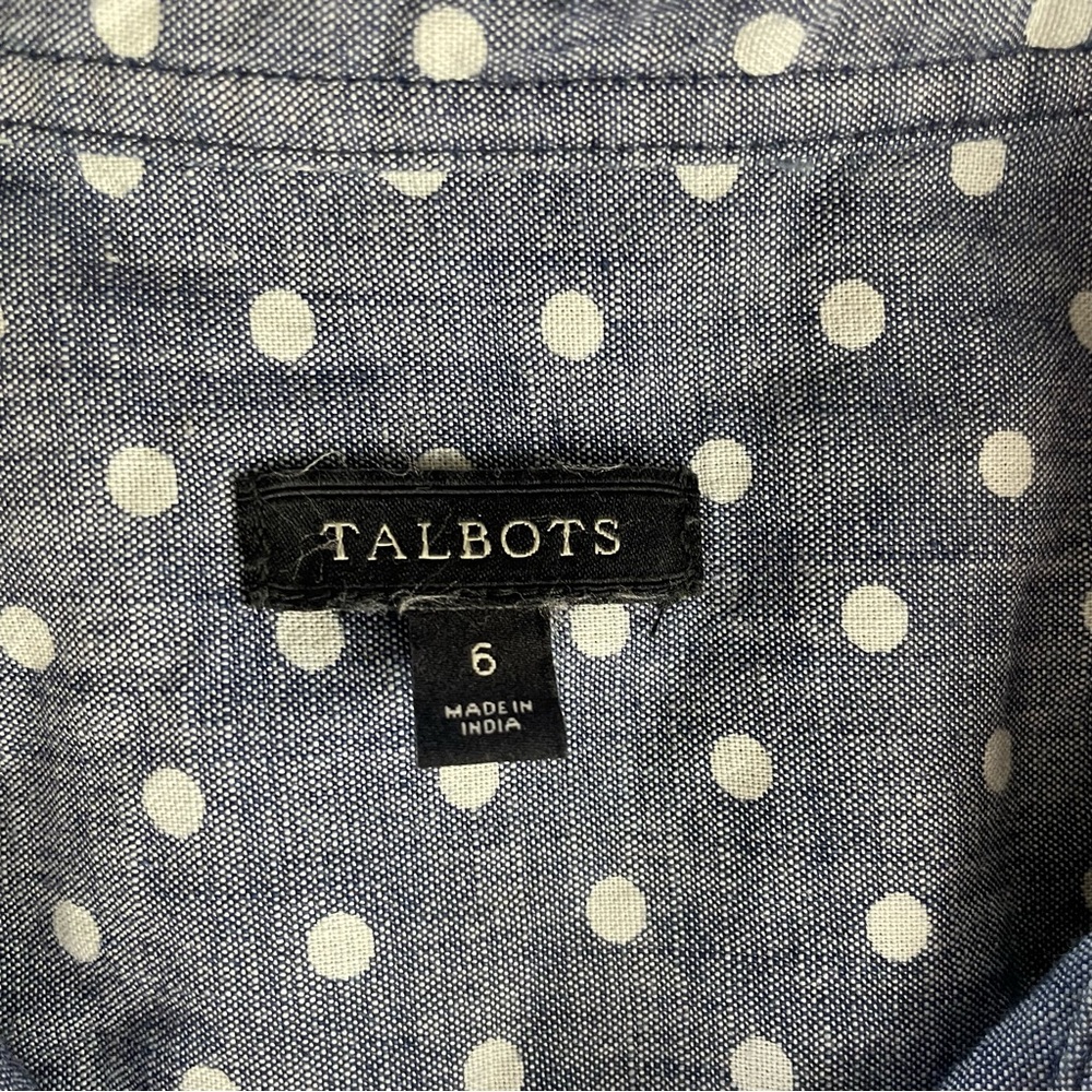 Talbots Polka Dot Chambray Button Down Shirt Dres… - image 8